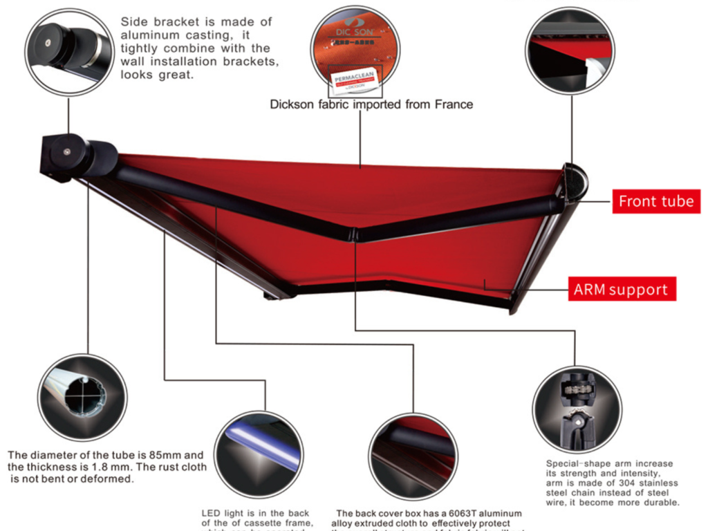 retractable awnings features in Pune